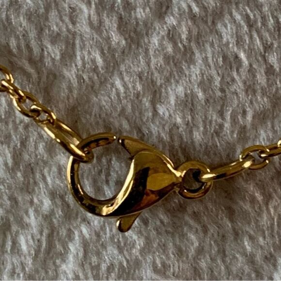 Jook Nona "Inspire"Gold Bar Necklace Dainty Inspirational 18K Gold-Plated 17.5"L - Picture 7 of 13